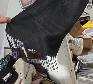 Elegant Black Womens Fringed Scarf